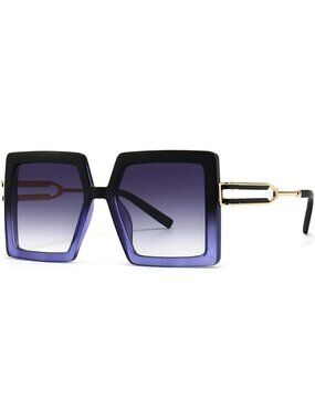 Women's Square Fashion Big Large Frame Sun Glasses UV400 Protection Blue Grey
